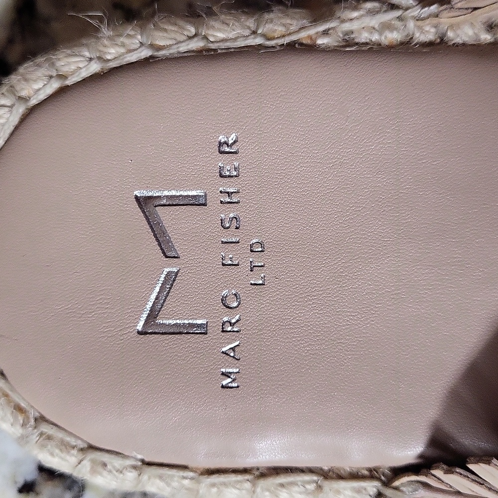 Marc Fisher Beige and Silver Braided Espadrille Slide Sandals - Picture 8 of 10
